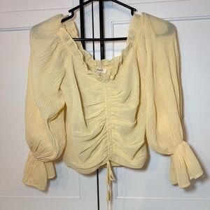 Buckle Women's Yellow Crop Blouse Off the Shoulder